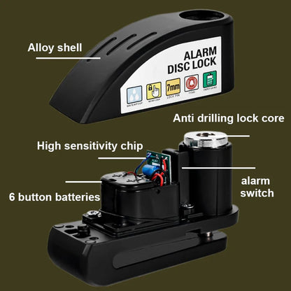 🛡️ Motorcycle Disc Brake Lock Alarm | 110dB Anti-Theft Security