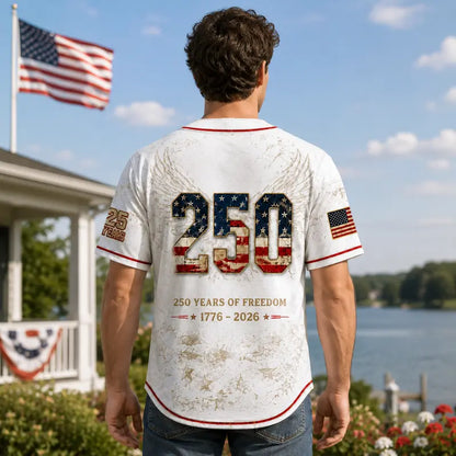 🦅⚾Men's USA 250th Anniversary Baseball Jersey Patriotic American Flag Eagle Button Down Shirt 1776-2026