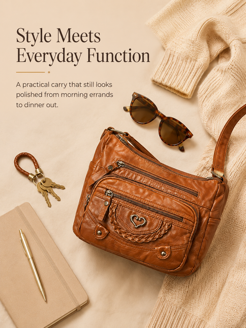 📢📢50% OFF !! ⏰Women's Soft PU Leather Multi-Pocket Crossbody Bag
