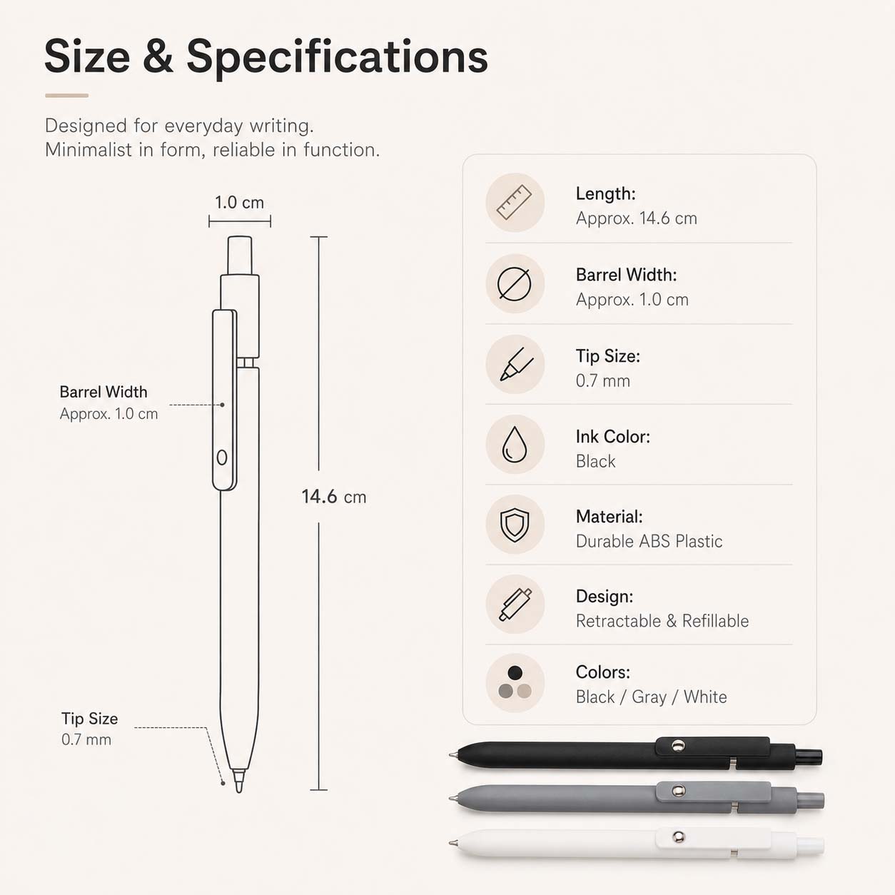 ✍️Minimalist Retractable Gel Pens Set