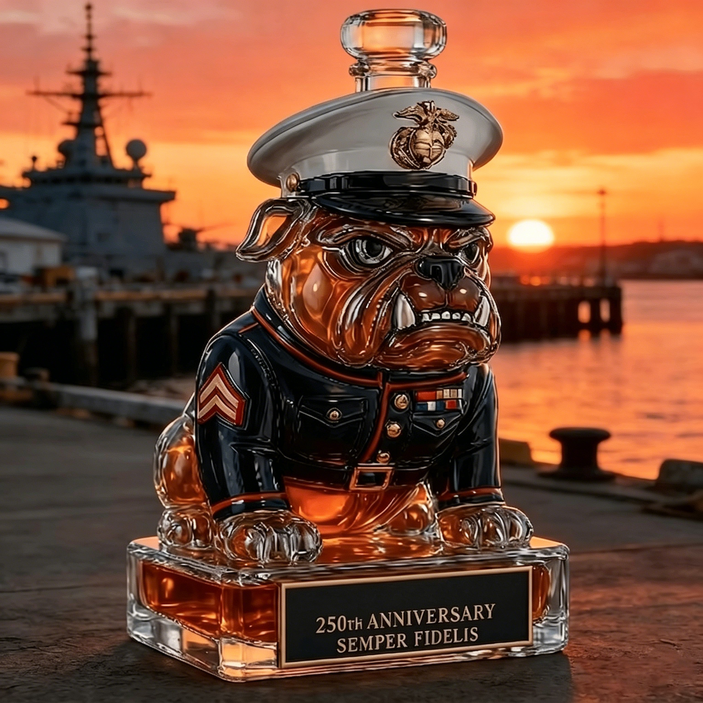 🔥HOT SALE 49% OFF👑🥃Marine Corps The 250th Anniversary Devil Dog Whiskey Bottle