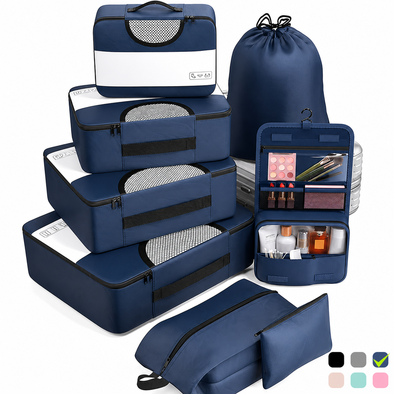🎒Daily Decluttering | Portable 8-Piece Multifunctional Foldable Storage Bag and Travel Organizer Set ✨