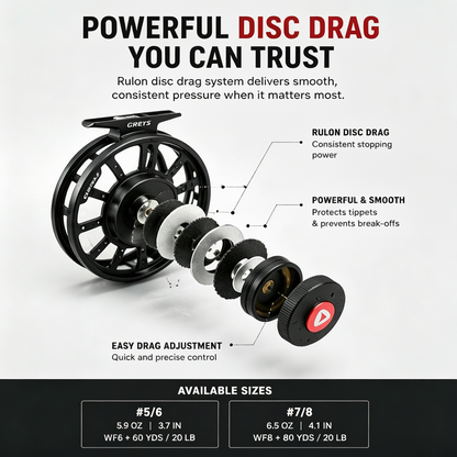 🎣 ProCast™ Large Arbor Fly Reel ⚡Ultra-Smooth Disc Drag • Fast Line Retrieval
