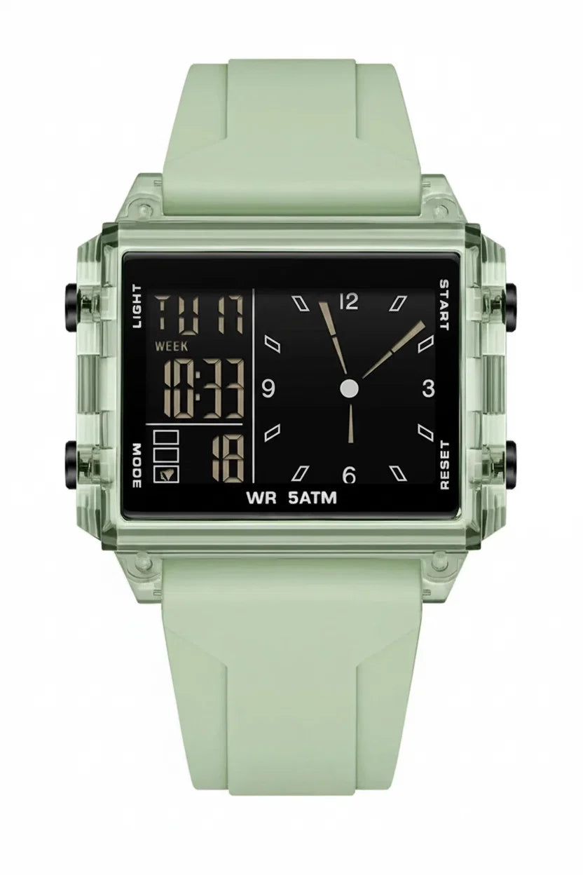 Analog-Digital Sport Watch – Waterproof, Luminous & Multi-Function