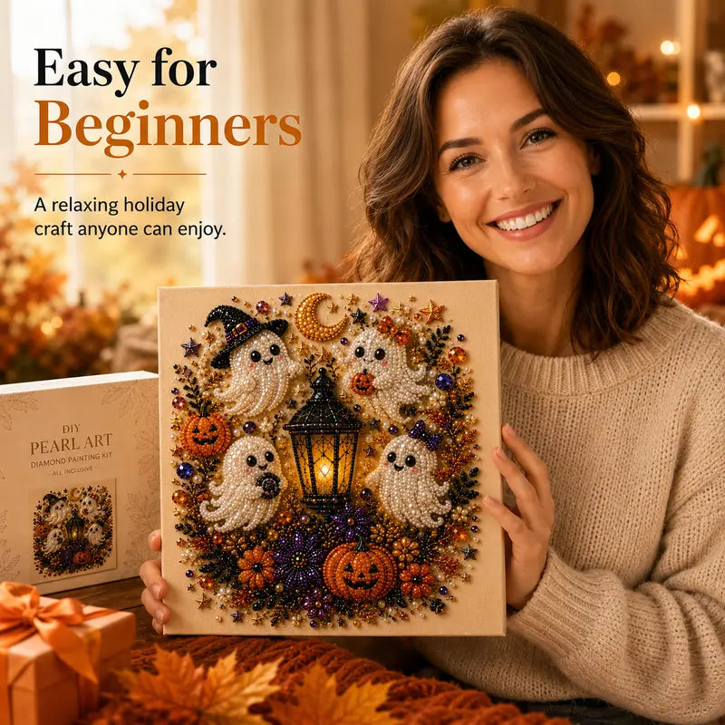 💥 Last Day 49% OFF – 👻✨ Halloween Pearl Art DIY Kit – Turn Tiny Pearls into Spooky-Cute Magic