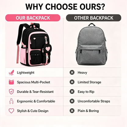 🔥Girl Backpack, Spacious Bookbag, Durable Teens School Bag