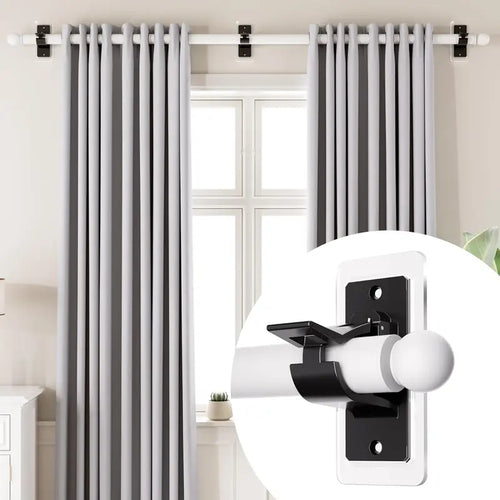 🏠🔨 Self Adhesive Rod Brackets, No Drill Needed Curtain Rod Holders