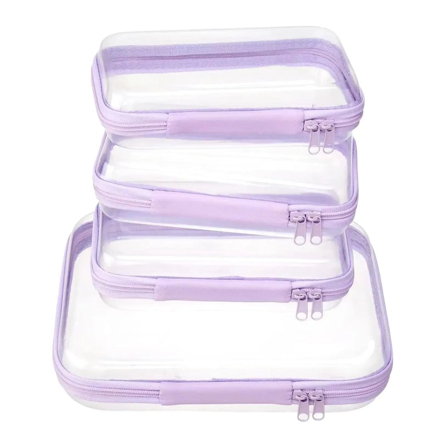 🌟Clear Organizer Storage Box 🌟4PCS Clear Hard Zipper Case PVC Plastic Clear Storage Containers
