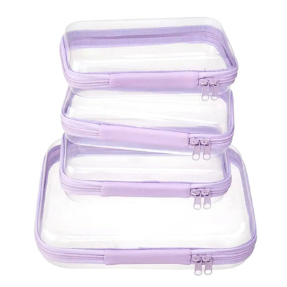 🌟Clear Organizer Storage Box 🌟4PCS Clear Hard Zipper Case PVC Plastic Clear Storage Containers