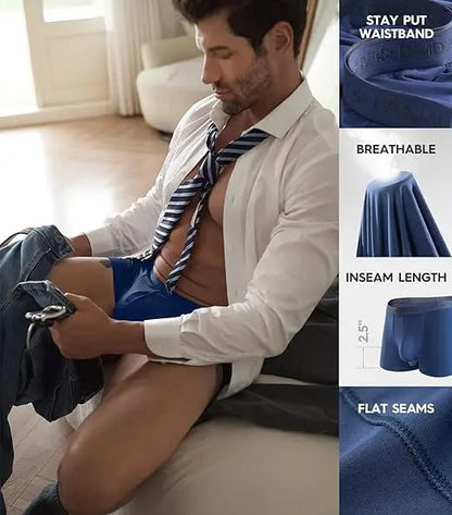 [Father's Day Gift] 🔥Men's Dual Pouch Micro Modal Trunks - 4-Pack Basic 2.5in Spandex Natural Fabric Menswear