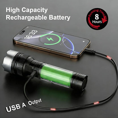 🔦 Rechargeable Zoomable Flashlight – 2-in-1 Power Bank with Digital Display, Waterproof