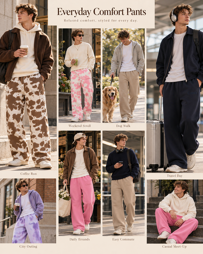 👖 Men's Wide-Leg Lounge Pants | Elastic Waist & Trendy Prints ✨