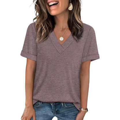 Essential V-Neck Summer Tee - Soft Cotton Blend