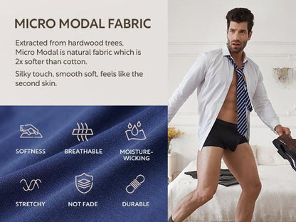 [Father's Day Gift] 🔥Men's Dual Pouch Micro Modal Trunks - 4-Pack Basic 2.5in Spandex Natural Fabric Menswear