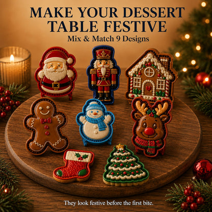 ⏳ Last Day50% OFF – 🎄 9-Design Christmas Mini Pie Mold Collection | Reusable Embossed Molds for Shaping Detailed Santa, Snowman, Reindeer, Tree & Holiday Pies 🥧✨
