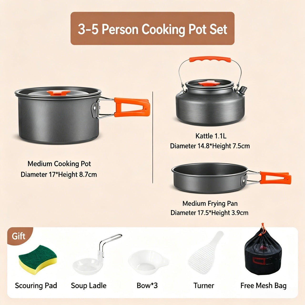 🔥HOT SALE 49% OFF🍳2026 Pro Outdoor Camping Cookware: 3-in-1 Ultra-Light Pots, Pans & Kettle Set! 🏕️🛒