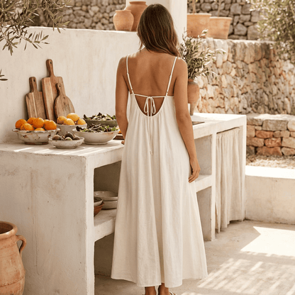 Solid Color Backless Cami Dress ✨