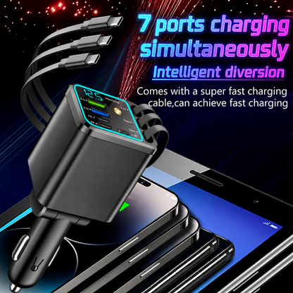 Retractable Automotive High Speed Car Charger with Starry Sky Atmosphere Light