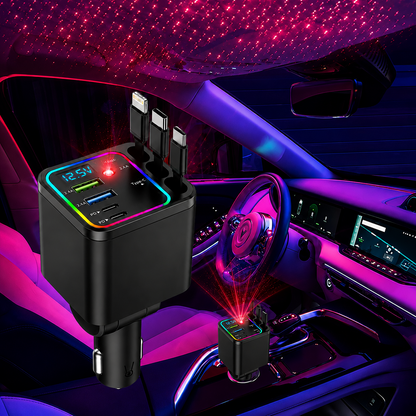 Retractable Automotive High Speed Car Charger with Starry Sky Atmosphere Light