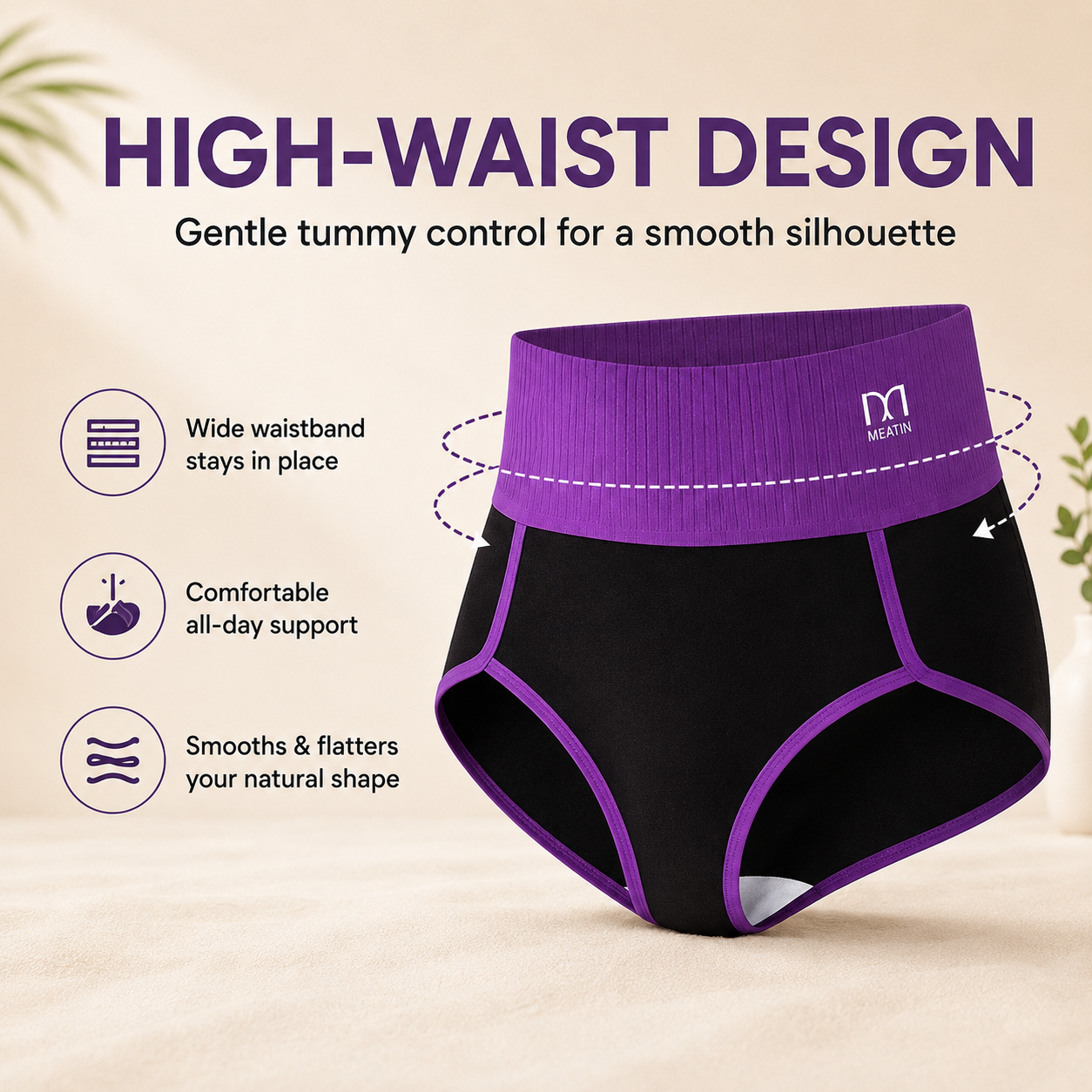 5-Pack High-Waist Seamless Panties – Smooth Tummy Support & All-Day Comfort