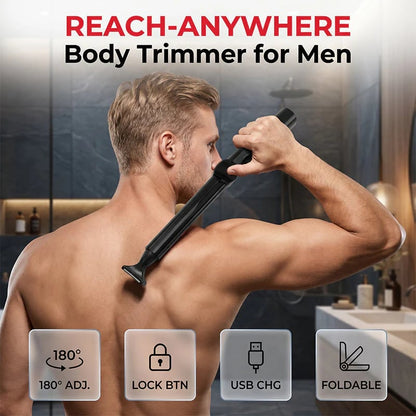 🥳2026 HOT SALE🥳💞50K+ SOLD!🪒💪 Reach-Anywhere Body Trimmer – Extendable handle, precision heads. Trim back, chest & legs yourself – no help needed! 🧔✨