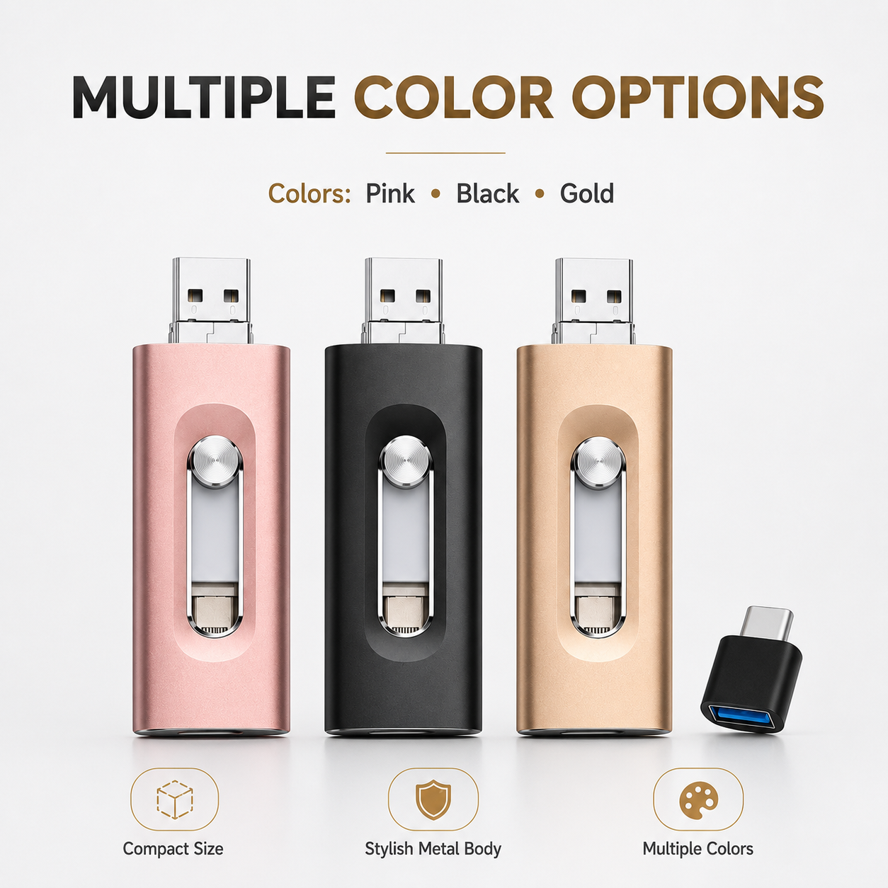 📱 4-in-1 USB Flash Drive for Phone & Computer – High-Speed Photo Backup & Multi-Port Memory Stick