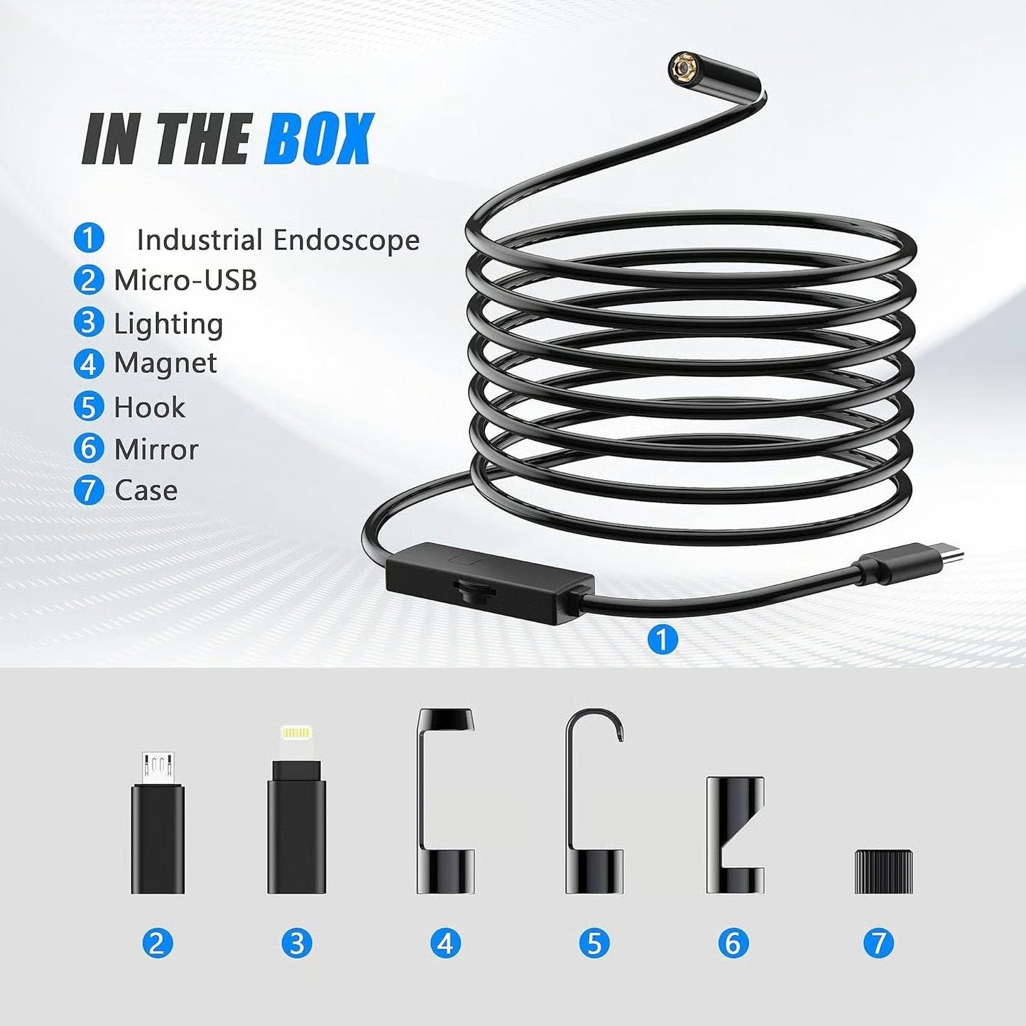 🔎 Plug-and-Play Endoscope Camera - Compatible with Android & iPhone & ipad for Direct Connection
