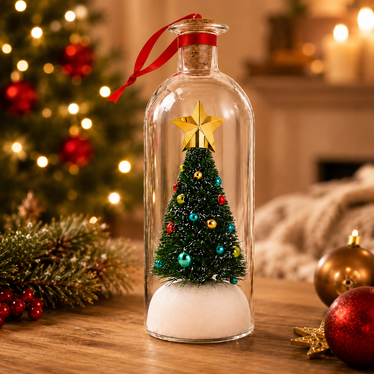Recordable Christmas Tree Message Bottle | Personalized Holiday Decor Gift