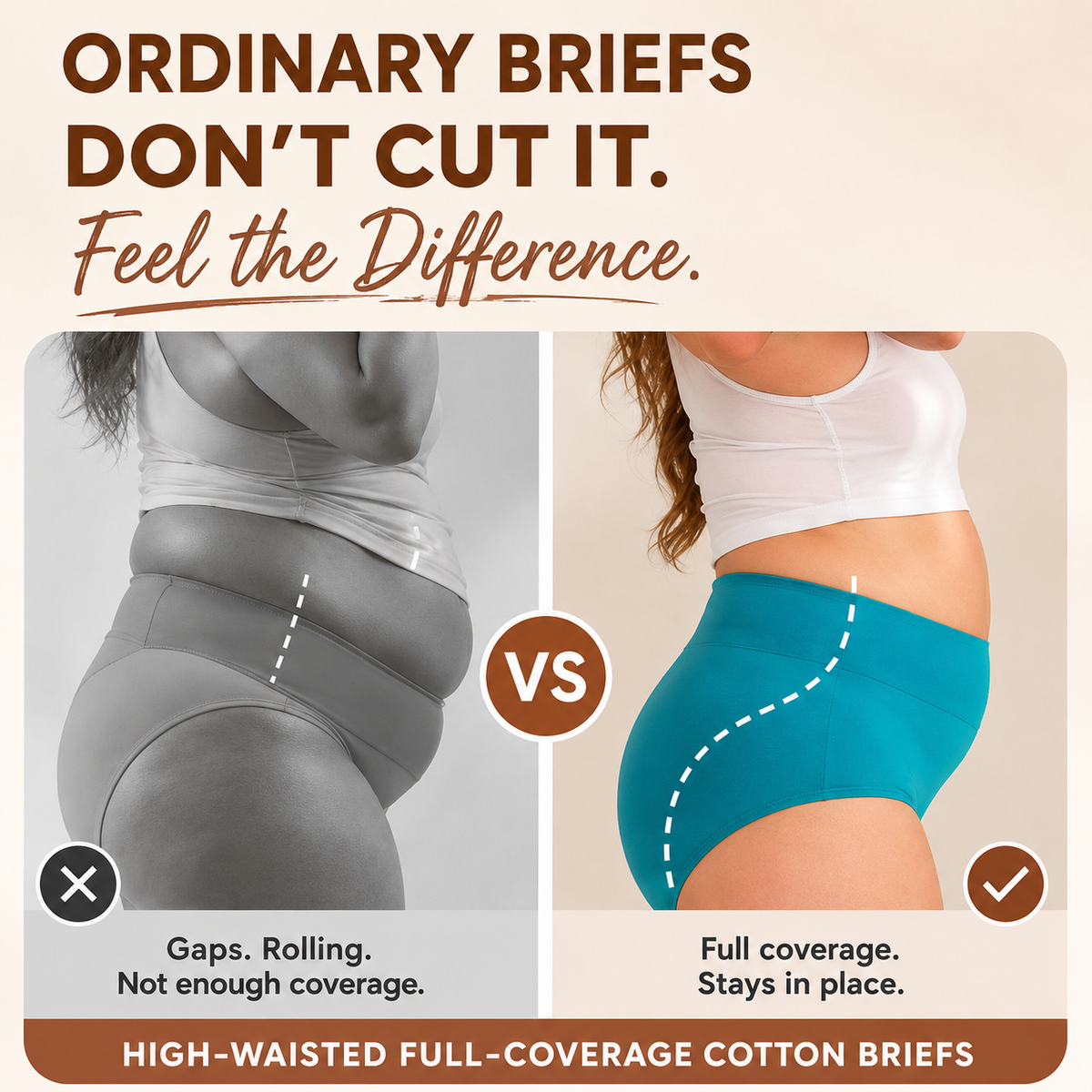 High-Waisted Full Coverage Cotton Briefs(4 pack)