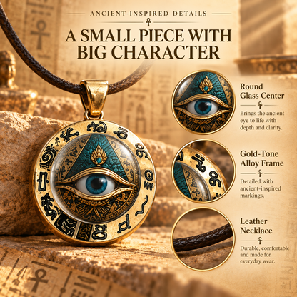 Egyptian Eye Round Glass Pendant Necklace
