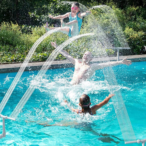 Solar Pool Fountain with Lights Dual Arc