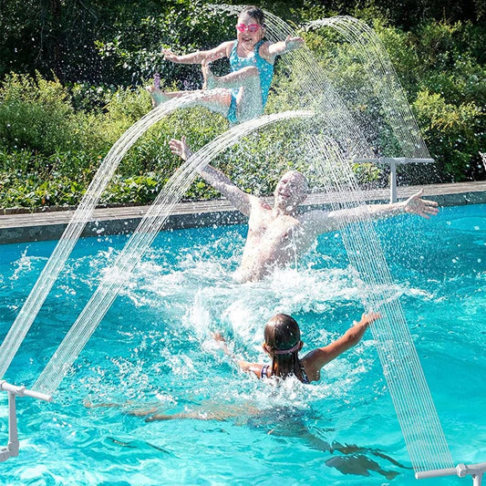 Solar Pool Fountain with Lights Dual Arc