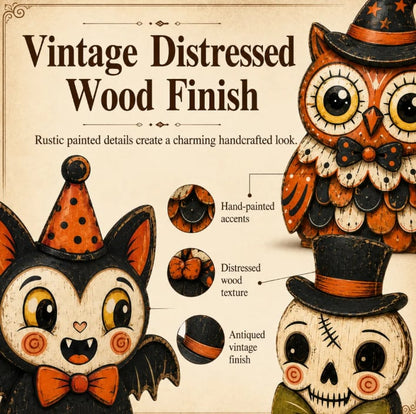 Vintage Halloween Wooden Character Tabletop Decor