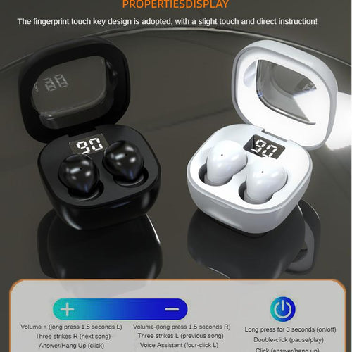 Mini Invisible Headphones Bluetooth 5.4 True Wireless In-Ear Earphones