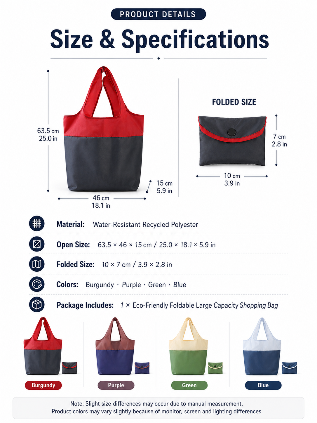 Eco-Friendly Foldable Large Capacity Shopping Bag
