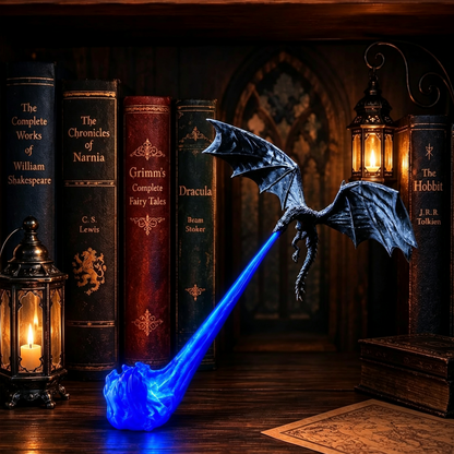 🐉 Dragon Flame Bookends – Gothic Shelf Decor for Book Lovers & Halloween