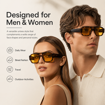 Stylish Aviator Sunglasses for Men and Women , Trendy Rectangle, Fashionable Design, Perfect for Outdoor Activities and Daily Wear