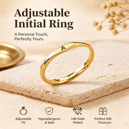 🎁14K Gold Filled Ring Gold Initial Ring Dainty Gold Simple Letter Band Rings
