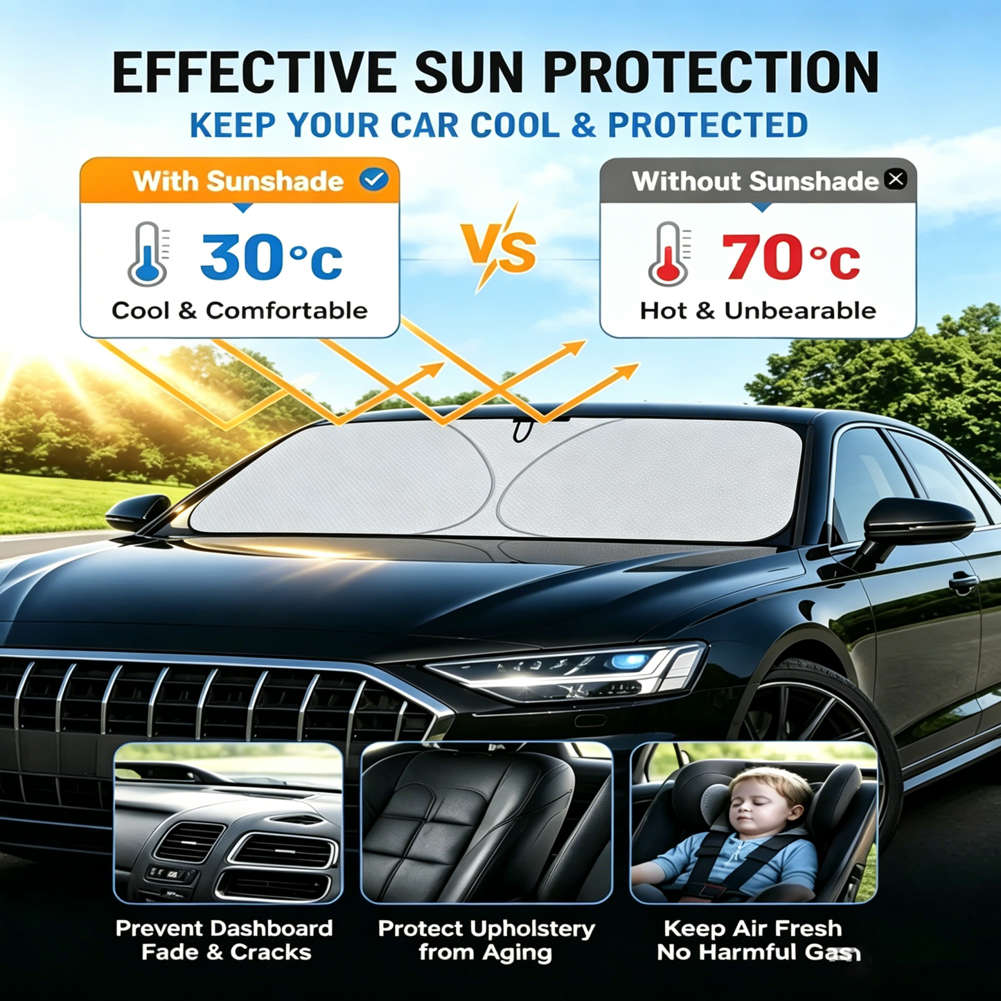 👑Bestseller🔥1K+ Sold Today｜Foldable Car Sunshade