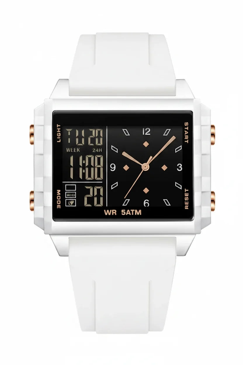Analog-Digital Sport Watch – Waterproof, Luminous & Multi-Function
