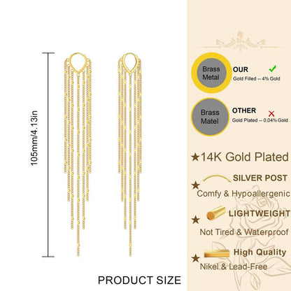 ✨14K Gold Plated Long Tassel Earrings for Women