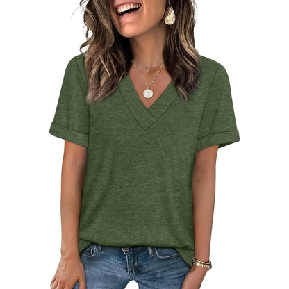 Essential V-Neck Summer Tee - Soft Cotton Blend