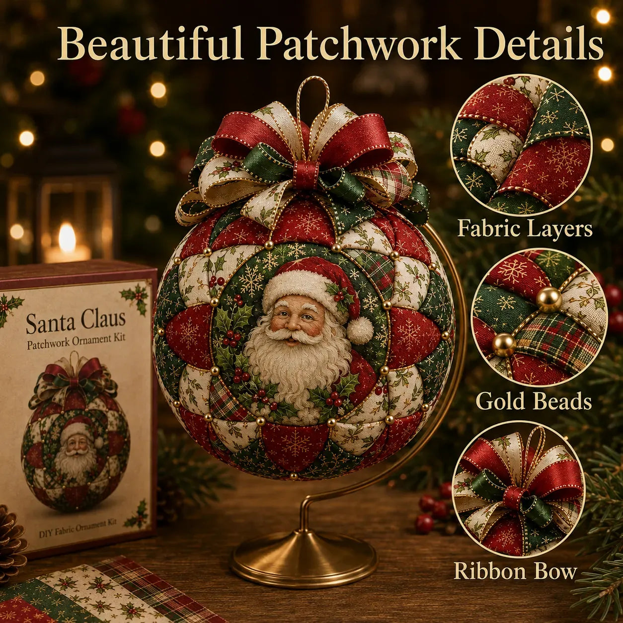 ❤️Beginner-Friendly🎄Christmas Classics Patchwork Ornament DIY Kit