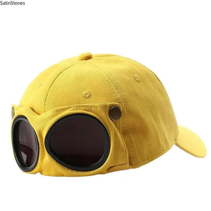 🧢 Korean-Style Pilot Cap – Curved Visor, Glasses-Ready