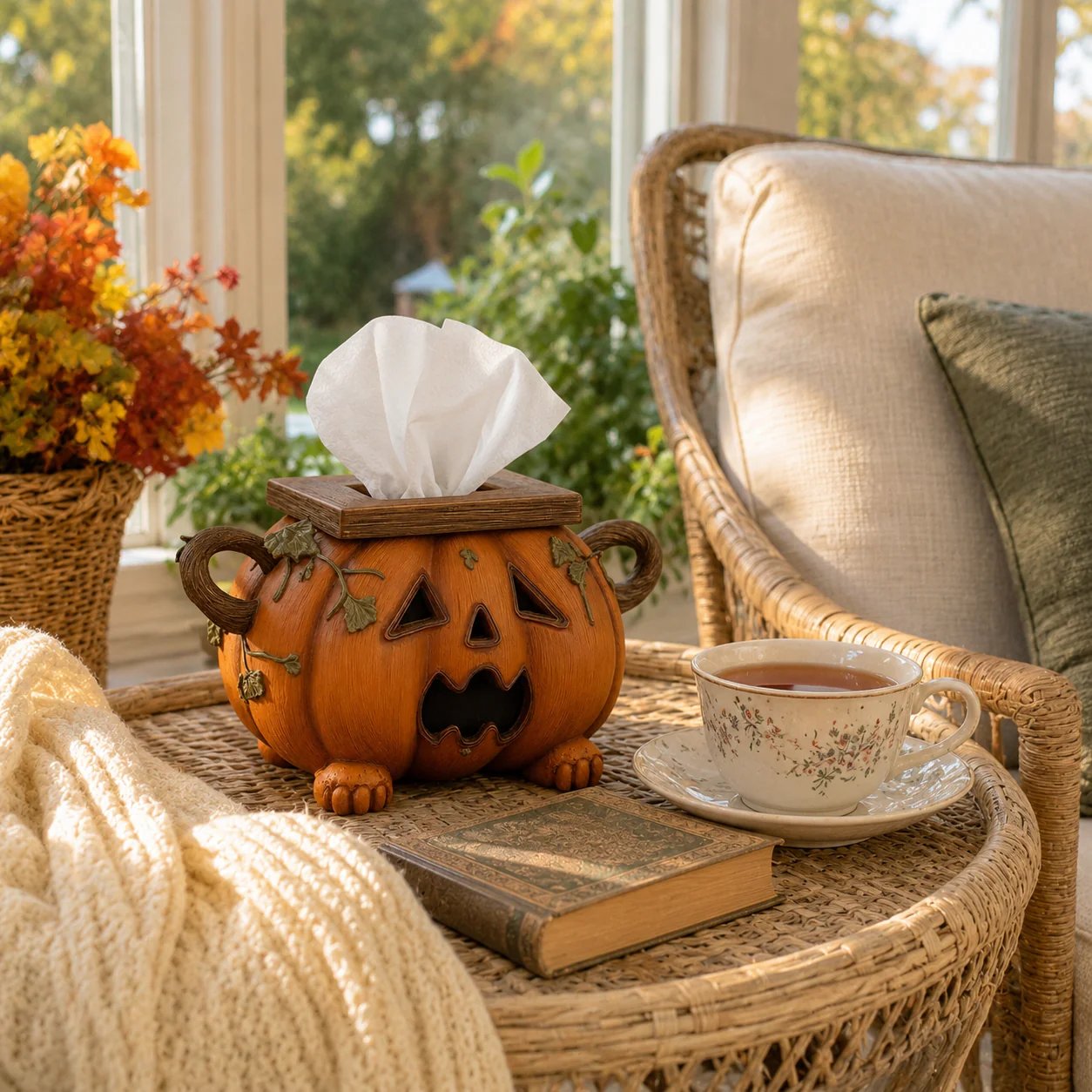 🎃 Pumpkin Halloween Tissue Box Cover-Turn Your Everyday Tissue Box Into A Spooky Fall Decoration