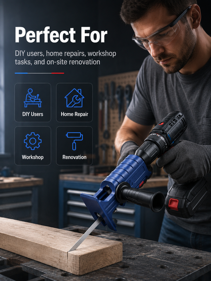 Drill to Reciprocating Saw Adapter, Electric Drill Conversion Attachment with 5 Saw Blades