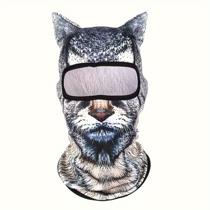 🐾❄️  3D Cat Print Balaclava – Funny Full-Face Outdoor Hood Mask