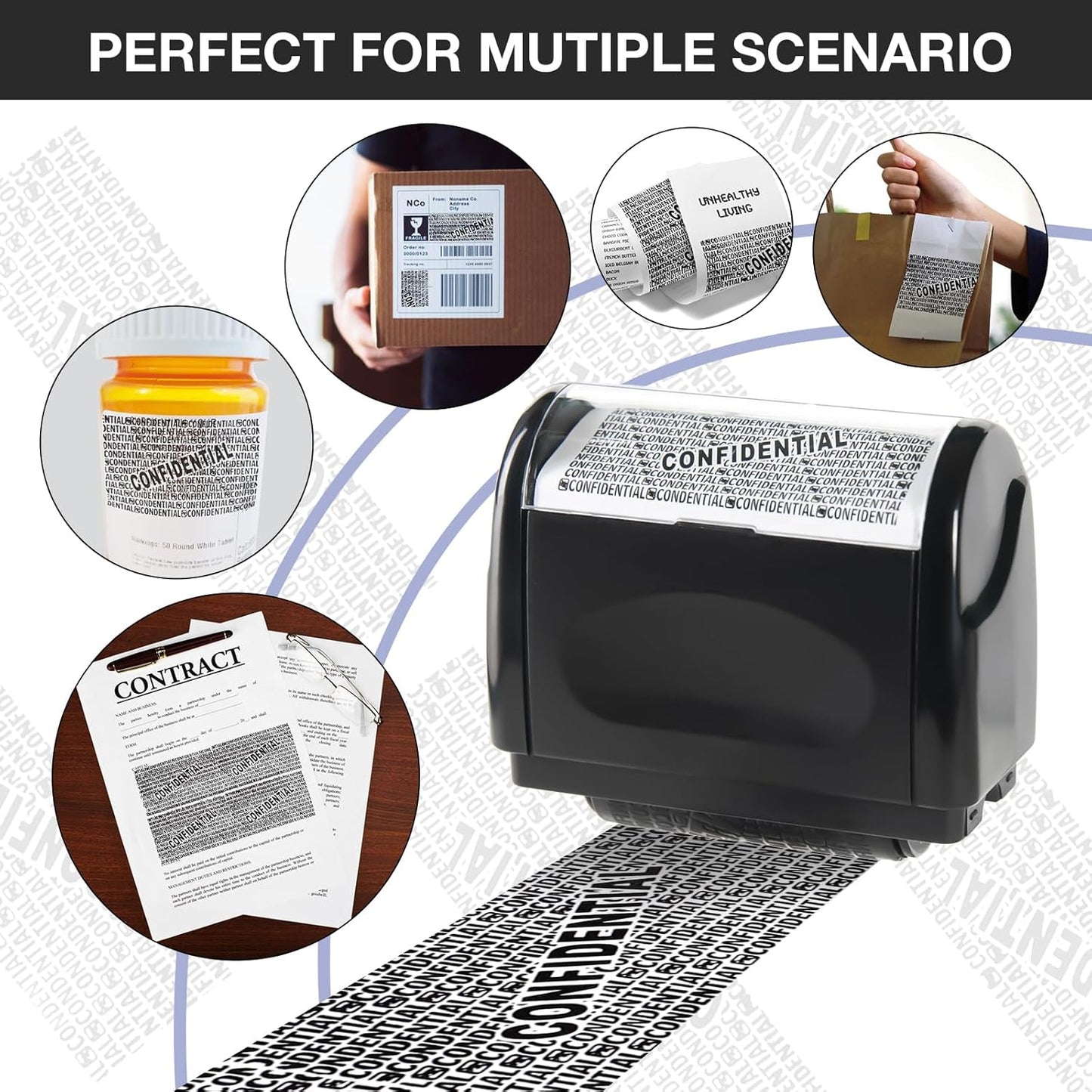 🔥HOT SALE 49% OFF✨Privacy Protection Security Roller Stamp — Address & Billing Info Blocker, Home & Office Mailing Essentials 100m Long-Lasting Roll