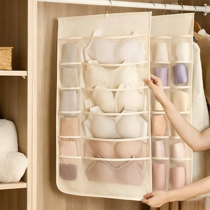 🔥 Space-Saving Bra & Underwear Hanging Organizer – 30 Pockets Dual-Sided Closet Storage Bag for Lingerie, Socks & Small Essentials