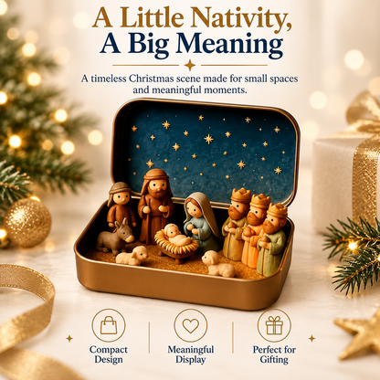 ✝️Faith Trend｜Daily 1000+ Sold｜Mini Christmas Nativity Set in Tin Box